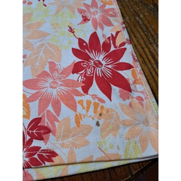 New Large Basic Editions Sleeveless Cotton Floral Tank Top Red Coral Yellow NWT - Picture 7 of 7